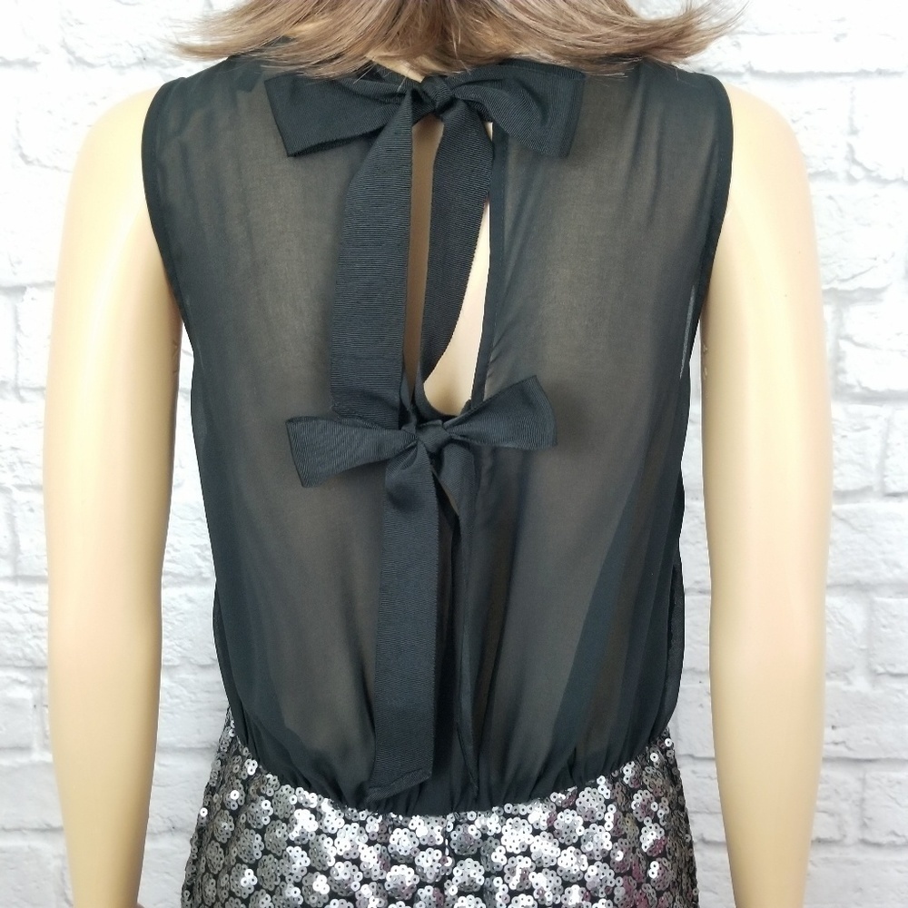 Victoria's Secret black silver sequined sheer back mini dress women's size XS - Picture 7 of 10